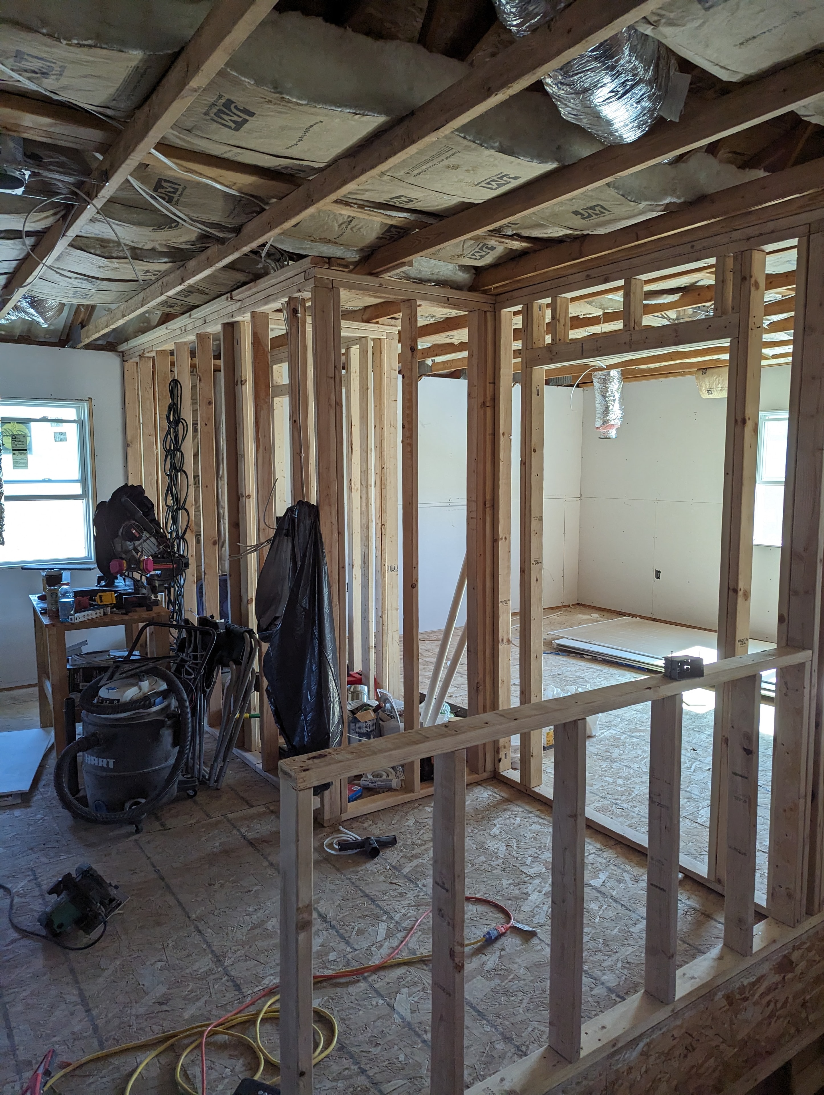 Interior framing — room partition walls