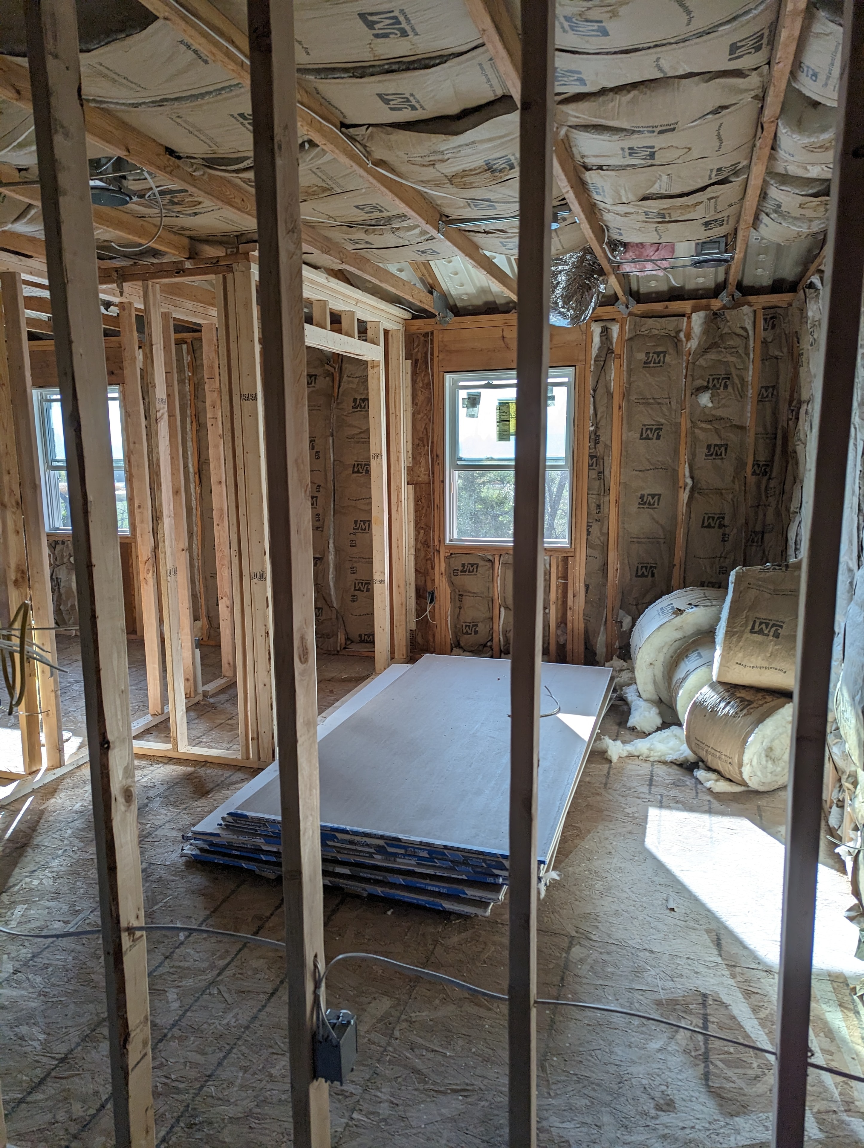 Framing with insulation staged