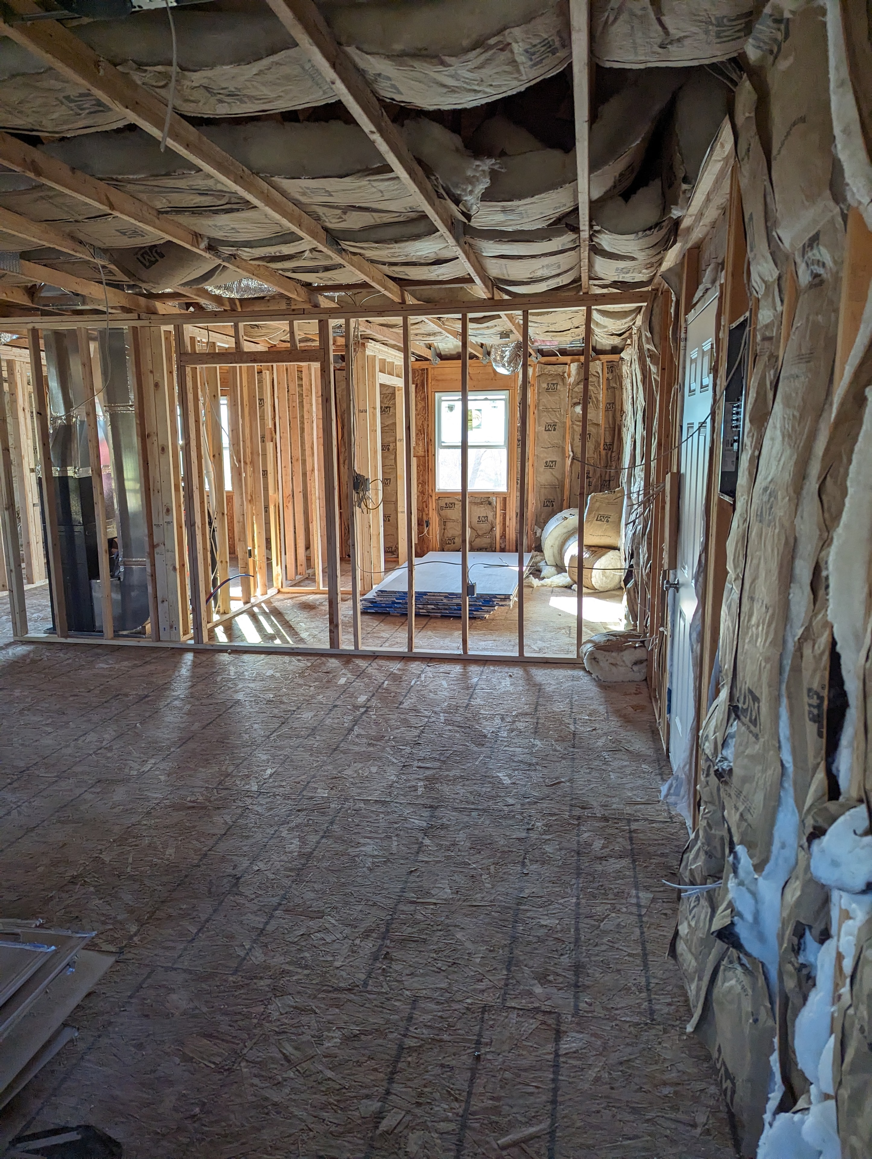 Insulation and framing — full room view
