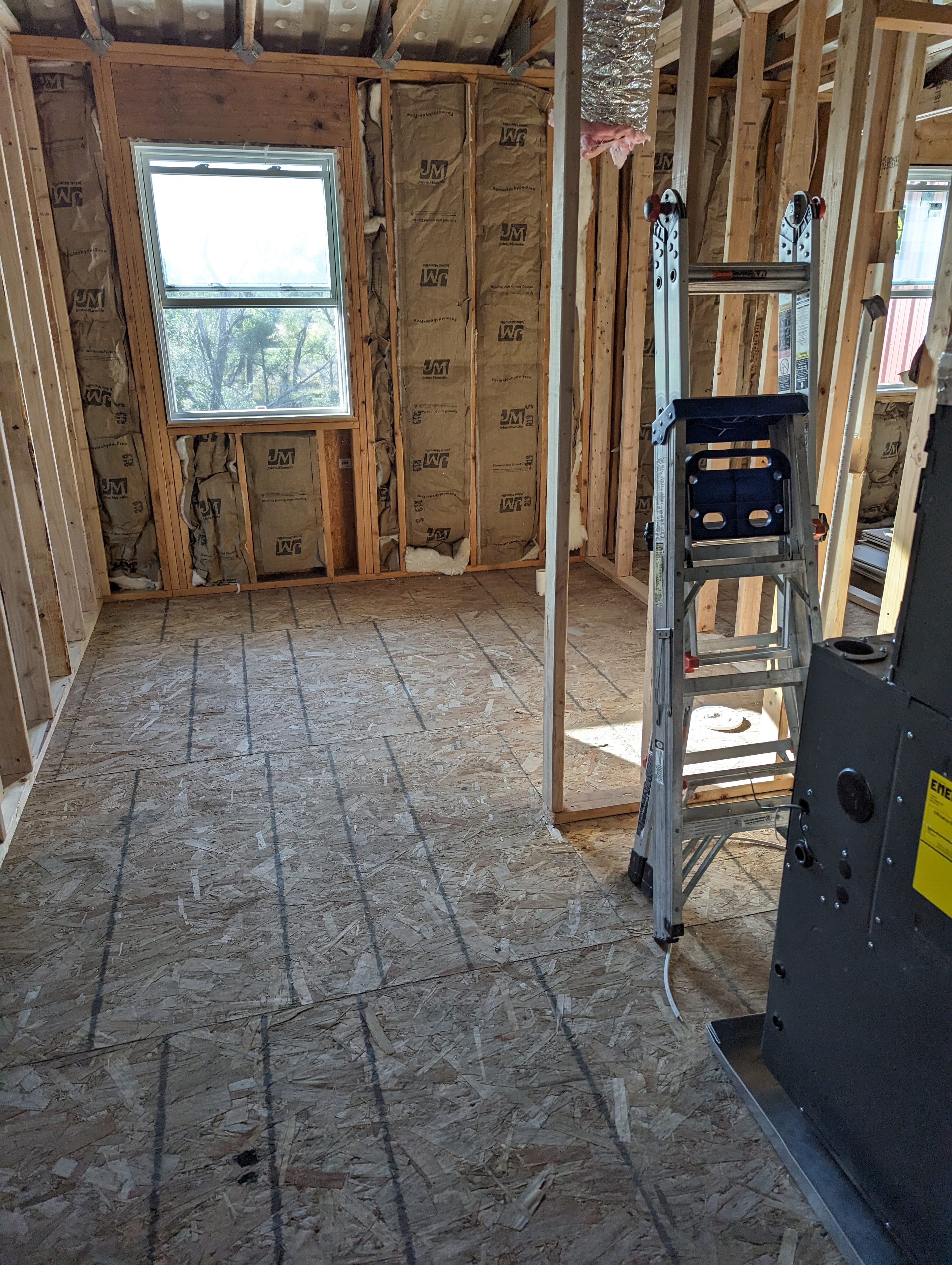 Insulation and framing — HVAC unit staged