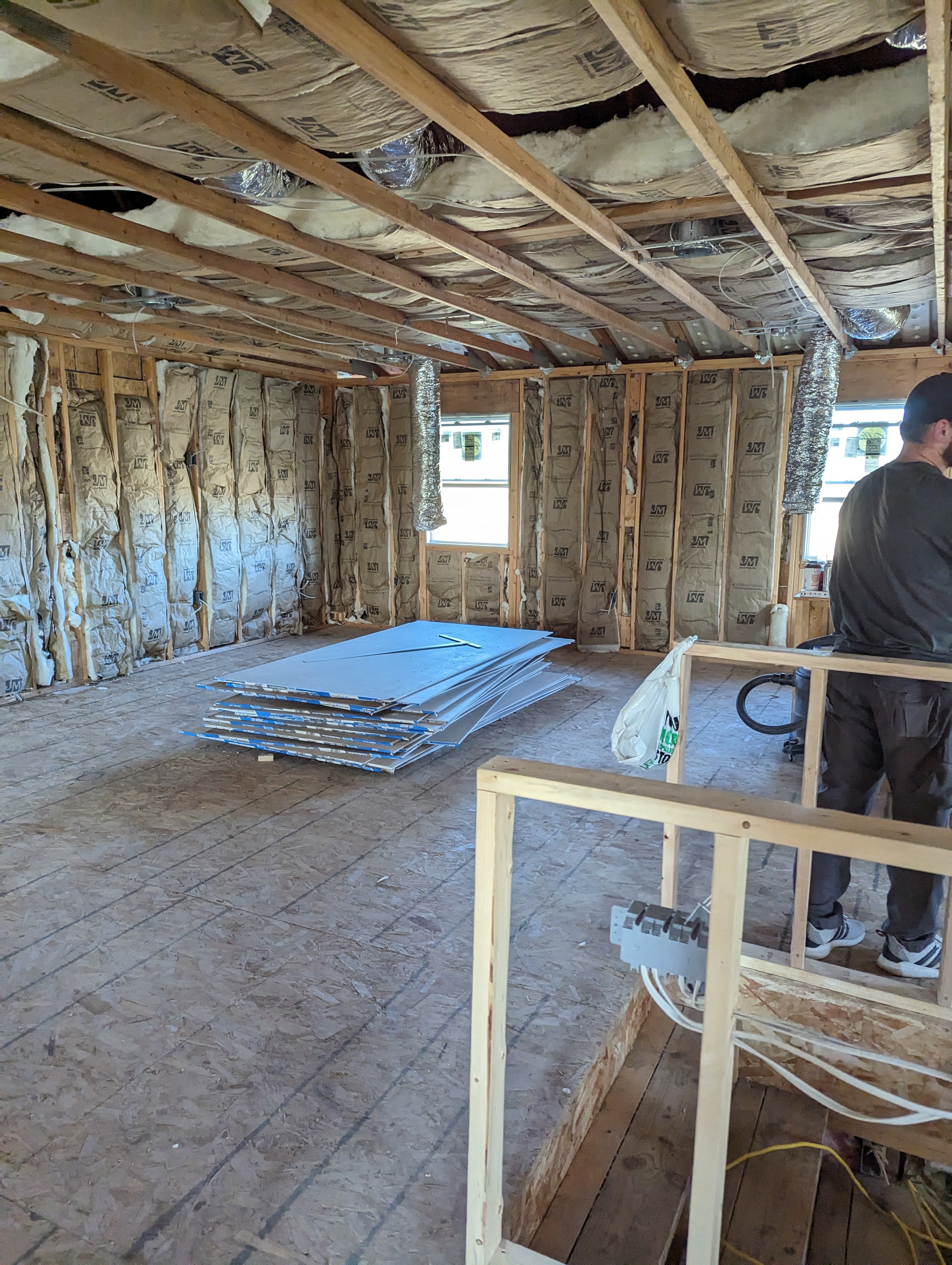 Full insulation and framing — drywall ready