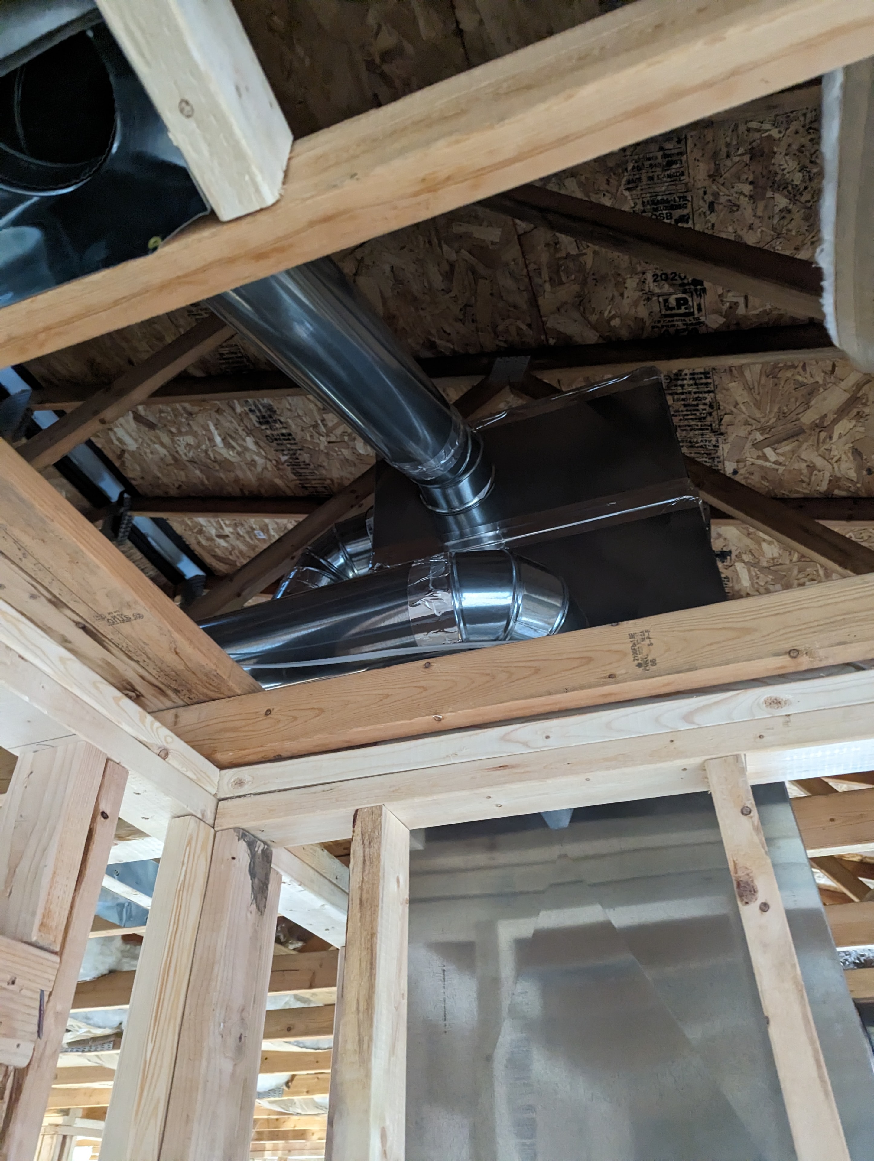 HVAC ductwork rough-in — ceiling installation