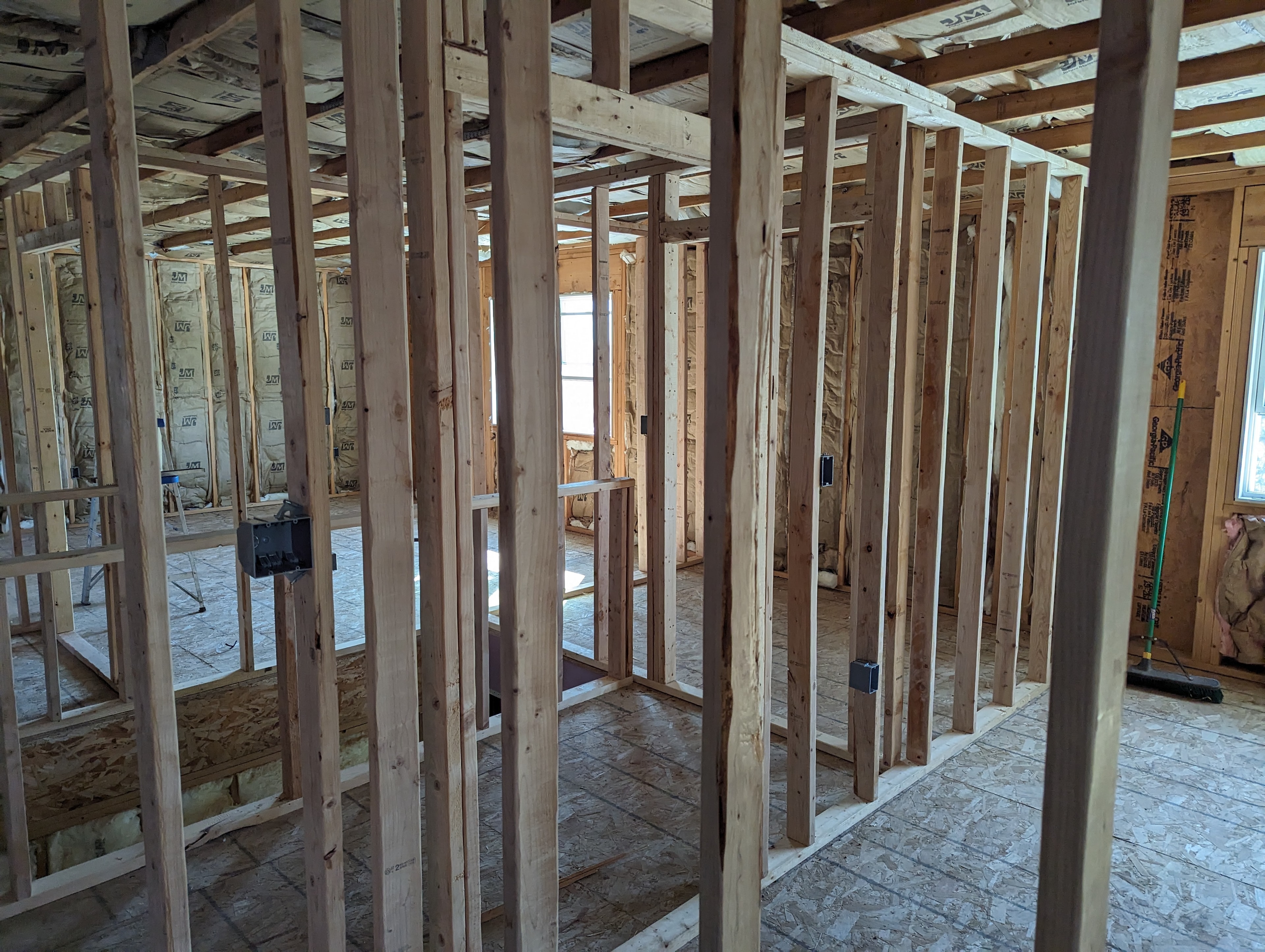 Interior framing — room layout taking shape