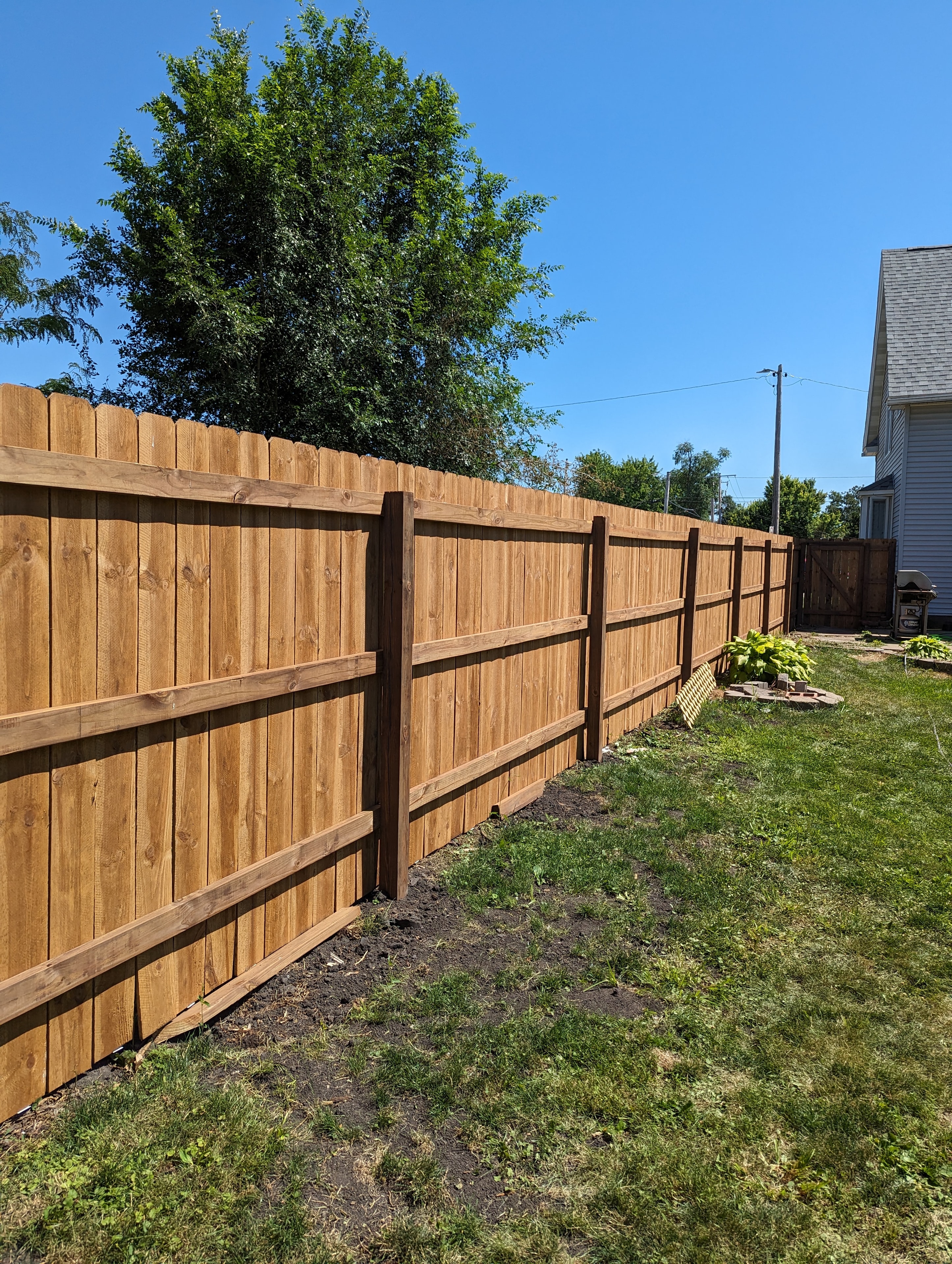 Completed cedar privacy fence